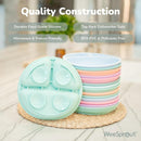 WeeSprout Suction Plates for Babies & Toddlers - 100% Silicone, Dinnerware Stays Put, Divided Design for Picky Eaters, Microwave & Dishwasher Friendly, 3 Pack by TinyTreasures Baby Boutique