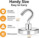 MIKEDE Magnetic Hooks Heavy Duty, 150LB+ Strong Neodymium Magnets with Hooks for Refrigerator, Large Magnetic Hooks with Epoxy Coating for Hanging, Home, Workplace - 10 Pack by CozyNest Decor