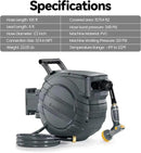 Retractable Garden Hose Reel 5/8 in x 90 ft, 2025 Upgraded Dual Ratchet Lock UV & Freeze Protection Brass Seal Slow Retraction Anti-Tangle Hose 180°Swivel Reinforced Scaffold Wall Mount by GreenHaven Gardens