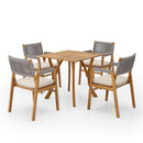 Outdoor Rustic Patio Acacia Bistro Set With Cushions by HouseOfZazla