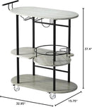Light Gray Bar Carts with 4-Tier Storage Shelves, Mobile Bar Serving Cart with Wine Rack and Glass Holder, for The Home, Kitchen, Living Room, Dining Room by CozyNest Decor