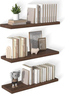 12 Inch Deep Floating Shelves for Wall 3 Pack Floating Shelves Large Storage Space Wall Mount Shelf for Living Room Kitchen Bathroom 36" W x 12" D x 1.2" H Walnut by CozyNest Decor