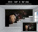 Lion Floral Wallpaper Nursery Wildlife Background Wall Mural Children's Room (Not Peel and Stick) by CozyNest Decor
