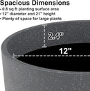 GameXcel Tall Flower Pot Indoor - Outdoor Plant Pot - Black Glossy Planter - Elegant Stone Imitation - 12" Diameter 21" Tall with Drainage Holes and Saucer 2Pack by CozyNest Decor