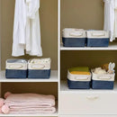 TcaFmac Organization and Storage Cubes - 12x8x5.2 inch Small 6 Pack Collapsible Storage Bins for Sheves, Fabric Storage Basket for Gifts Empty for Closet Cloth Toy Kids Books(White & Jean Blue) by CozyNest Decor