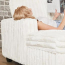 Belffin Corduroy Sleeper Sofa Bed with Storage Chaise Modular Sectional Sofa Couch with Pull Out Bed L Shaped Sectional Couches for Living Room White Couch by CozyNest Decor