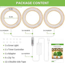 LORDEM 6.3" Bamboo Ceiling Grow Lamp for Indoor Plants, 216 LEDs Full Spectrum Halo Plant Light, Under Cabinet Grow Lights with 4/8/12H Auto Timer Switch Modes, 4 Dimmable Brightness Levels, Tri Head by GreenHaven Gardens