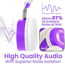 Puro Sound Labs JuniorJam Plus Volume-Limiting Wireless Bluetooth Headphones for Kids, Secure Audio with Adjustable On-Ear Design, 22-Hour Battery, Ideal for Tablets, Smartphones & PCs - Purple by TinyTreasures Baby Boutique
