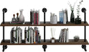 Industrial Pipe Wall Shelves Pipe Shelving with Real Wood Plank ,60 Inches Floating Shelves for Wall Farmhouse Pipe Book Shelves Dark Brown 2 Tier for Kitchen,Living Room Decor and Bar Shelving by CozyNest Decor