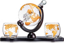 Gold Etched Whiskey Decanter Set Globe With 2 Gold Etched Globe Whisky Glasses Perfect For A Birthda by The Wine Savant