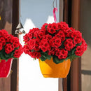 Hananona 24 Pcs Artificial Geranium Flowers for Outdoors Geranium Silk Flowers Outdoor UV Resistant Garden Plants Faux Flowers for Home Kitchen Table Centerpieces Decor (24, Red) by CozyNest Decor