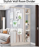 Wall Room Divider, Storage Cabinet Storage Display with Shelves, Modern Freestanding Wood Room Divider Screen, Wall Privacy Screens for Home Decorative (Beige+White,43.3" L x 9.5" W x 79.5" H) by CozyNest Decor