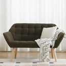 48”Small Loveseat Sofa, Modern Sherpa Upholstered Mini Couch 2-Seater Fluffy Love Seat with Quilting Backs and Wood Legs for Small Space, Living Room, Bedroom, Green by CozyNest Decor