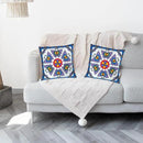 Embroidered Decorative Throw Pillow Cover, 18"x18" Set of 2, Farmhouse Pillowcase Purple Butterfly Knit Pattern Cotton Canvas Cushion Case Square Floral Pillow Case for Sofa Couch Bed Living Room by CozyNest Decor