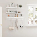 MBYD White Floating Shelves for Wall with Hooks, Nursery Book Shelves for Kids Room, 36 Inch Wall Mount Bookshelf for Living Room Bedroom Bathroom Kitchen, Hanging Picture Ledge Shelf Set of 3 by CozyNest Decor