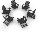 Adirondack Chairs Set of 6, Outdoor Fire Pit Chairs, HDPE All-Weather Adirondack Chairs with Cup Holder, Lawn Chair for Deck, Patio, Garden (Black) by GreenHaven Gardens