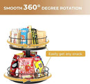 Snack Organizer - Versatile Snack Storage 2 Tier Lazy Susan with Convenient Grab-and-Go Design, Wood and Metal Snack Holder for Home, Office, Breakroom, 12.13" L x 12.13" W x 12.56" H by CozyNest Decor