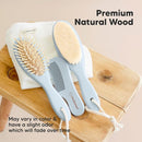 Baby Hair Brush and Comb Set for Newborn - Wooden Baby Hair Brush Set with Soft Goat Bristle, Baby Brush Set for Newborns, Baby Brush and Comb Set Girl, Boy, Toddler Cradle Cap Brush (Oval, Frost) by TinyTreasures Baby Boutique