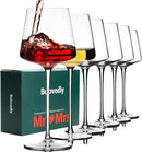 White Red Wine Glasses Set of 6 – 18oz Red Wine Glasses with Tall Long Stem,【Hand Blown】Crystal Wine Glasses- Square Wine Glasses with flat bottom, Wine gifts for Christmas, Wedding, Birthday, by CozyNest Decor