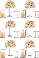 Hewory Glass Hurricane Candle Holder Set of 18, Black Large Hurricane Centerpiece for Table, Tall Floor Square Pillar Candle Holders Lantern Set for Wedding, Anniversary, Party, Fireplace, Dining Room by CozyNest Decor