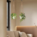 Jute Macrame Plant Hanger Indoor Set of 2 Hanging Planter Basket Flower Pot Holder with Decorative Wood Beads & No Tassels for Indoor Outdoor Boho Home Decor, 35 Inch Brown (Pots Not Included) by GreenHaven Gardens