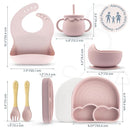 All In One Silicone Feeding Set - Safe for 6-12 Months - Non-Toxic Baby Led Weaning Supplies - Toddler Self Feeding Utensils - BPA-Free - Mess Free Essentials by TinyTreasures Baby Boutique