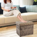 ALASDO Ottoman Storage Ottoman Footrest Stool Small Ottoman with Storage Foldable Ottoman Foot Rest Footstool Bench for Living Room 17x13x13inches Leopard Print by CozyNest Decor