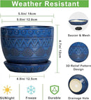 G EPGardening Pot for Plants 5 Inch - Ceramic Planter for Indoor Plants Outdoor, Succulent Pot with Drainage Hole and Saucer, Modern Home Garden Decor, Blue by GreenHaven Gardens