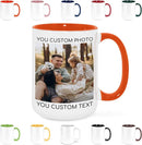 Custom Mug Upload Your Picture Personalized Coffee Mug with Photo Text Name Customized Cup Unique Ideas Gifts for Men Women Mom Dad Girlfriend Boyfriend Friend Family (Orange, 15oz) by TinyTreasures Baby Boutique