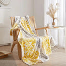 CASAAGUSTO Boho Throw Blanket - Yellow and Gray Damask Decorative Blankets with Tassel, Printed Flannel Bohemian Blanket for Chair, Bed, Sofa, Couch(50 * 60, Yellow and Gray Damask) by CozyNest Decor