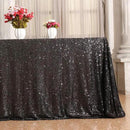 SquarePie Sequin Tablecloth 90 x 156 Inch Black Sparkly Table Linen for Wedding Halloween Party by CozyNest Decor