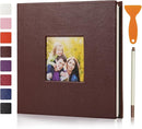 RECUTMS Small Photo Album Self Adhesive Scrapbook Magnetic Photo Albums for 4x6 5x7 8x10 Pictures for Baby Family Wedding 40 Pages with Metal Pen and Plastic Board (Brown) by TinyTreasures Baby Boutique