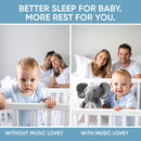 Love By Emi Baby Music Lovey Grey Elephant, Baby Sleep Soother for Crib & Cuddle Bedtime, White Noise with a Heartbeat & Lullaby, Plush Sound Toy, Stuffed Animal for Newborns, Infants & Toddlers by TinyTreasures Baby Boutique