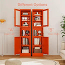 67" Tall Bathroom Storage Cabinet, Narrow Metal Floor Cabinet with Glass Door and Adjustable Shelves, Freestanding Metal Locker for Laundry, Kitchen, Dining Room by CozyNest Decor