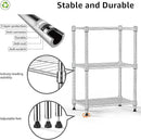 450 lbs Wire Storage Shelving 3-Tier Utility Shelving Unit Steel Organizer Wire Rack for Home,Kitchen,Office,Chrome(11.8" D x 17.7" W x 26.4" H) by CozyNest Decor
