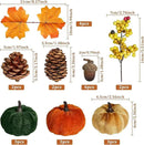 Artmag Fabric Pumpkins Set Decor, 25 PCS Fall Artificial Maple Leaves, Harvest Pumpkins, Acorns, Pine Cones and Orange Berry Stems Decorations for Fall Thanksgiving Table Home by CozyNest Decor