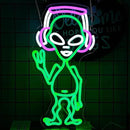 Alien Neon Sign for Wall Decor - Green Music Neon Light Dimmable Cool LED Light Up Sign for Music Studio, Game Room, Party, Bar, Man Cave Decoration by GreenHaven Gardens