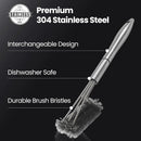 Stainless Steel Grill Brush Cleaning Kit, Grilling Accessories, Interchangeable BBQ Brush & Griddle Scraper with Fire-Resistant Cleaning Sponge, Dishwasher Safe Grill Cleaner, BBQ Accessories by GreenHaven Gardens