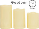 CANDLE CHOICE Waterproof Outdoor Battery Operated Flameless Candles with Timer Realistic Flickering Plastic Fake Electric LED Pillar Lights for Lantern Garden Wedding Christmas Decorations 3 Pack by GreenHaven Gardens
