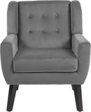 UIXE Accent Chair, Velvet Upholstered Armchair for Living Room, Modern Club Arm Chairs Comfy Single Sofa Button Tufted Bedroom Reading Seat - Gray, Set of 1 by CozyNest Decor
