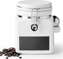Ceramic Coffee Canister with Airtight Lid and Scoop, Large 74 Fl Oz / 2.2 L Kitchen Food Storage Container Jar for Grounds Coffee, Beans, Tea, Sugar, Flour, Cereal, Nuts, Cookie, White by CozyNest Decor