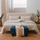 Ottoman Rectangular Storage Ottoman Bench, Faux Leather Footrest, Coffee Table, Stool Footstool with Hinged Lid for Living Room, Bedroom, Entryway, Dark Blue, 35"x23.5"x17.5" by CozyNest Decor