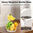 Livabber Countertop Fruit Basket Bowl with Banana Hanger, Modern Standing Fruit Vegetable Bowl Storage, with Banana Tree Holder for Kitchen Dinning Table (Round Marble, Gold) by CozyNest Decor
