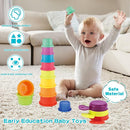 Bath Toys, 14 PCS | Safe & Educational Stacking Cups and Spoons with Numbers | Mold Free & Easy Grip Bath Toys for Baby and Toddler | Bathtub Water Toys with Early Learning Color & Shape Recognition by TinyTreasures Baby Boutique