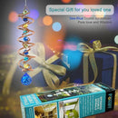FONMY Gazing Ball Spiral Tail -Decorative Wind Spinner Sun Catcher Rainbow Maker Copper Double-Spiral W/Sea Blue Crystal Ball and Chain Crystals Beads for Indoor Outdoor Garden Decoration -14 inch H by GreenHaven Gardens