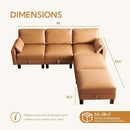 5 Seater Faux Leather Sofa Couch, 98'' L Shape Sectional Couch, Mid Century Modern Decor, Office Sectional Sofa Bed, for House, Apartment, Living Room, Tan by CozyNest Decor