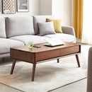 100% Solid Wood Lift Top Coffee Table for Living Room, Mid Century Modern Tables with Drawers and Large Storage, Oak Wood Coffee Tables for Small Spaces (Oak Walnut Color, 47.24"W x 23.62"D x 25.59"H) by CozyNest Decor