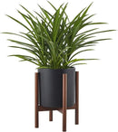 FaithLand Plant Pot 10 inch - Perfectly Fits Mid-Century Modern Plant Stand - Drainage Plug and Drainage Mesh Screen - Matte Black Planter by GreenHaven Gardens