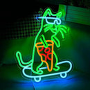 Skateboard Cat Neon Sign LED Cool Glasses Cat Neon Light for Wall Decor Pizza Neon Light Sign Dimmable USB Cat Pizza Light Up Sign for Bedroom Pizza Restaurant Pet Shop Gift (16.7 "*12.2 ") by CozyNest Decor