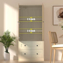 Rattan Oak Kitchen Pantry, 64.2" Tall Storage Cabinet with Doors and Drawers, Freestanding Wooden Storage Organizer for Kitchen, Dining Room by CozyNest Decor